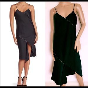 SAM EDELMAN WOMAN BLACK SATIN CAMI THIN STRAPS SLIP ON EVENING DRESS Sz 4 NEW